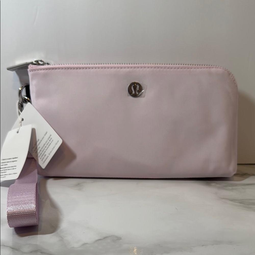 Lululemon Now & Always Pink Pouch Curved Wristlet with Silver Hardware - NWT